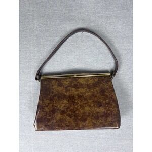 Vintage Bobbie Jerome Brown Marbled Box Bag 1950s 1960s Rockabilly Mod Purse